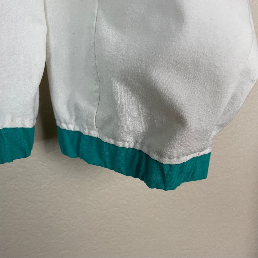 White & Teal Men's Windbreaker Pullover Jacket - Picture 2 of 11
